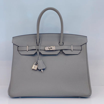 LIMITED EDITION GRIS MOUETTE & BLEU AGATE TOGO LEATHER VERSO BIRKIN 35 WITH PALLADIUM HARDWARE