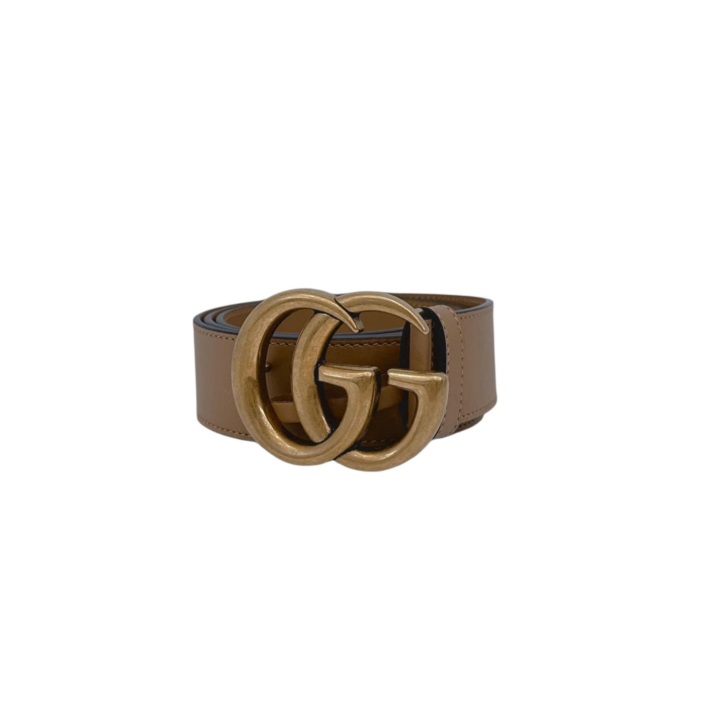 BEIGE LEATHER GG MARMONT BUCKLE BELT 95CM