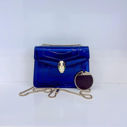 BLUE PATENT LEATHER SMALL SERPENTI FOREVER SHOULDER BAG