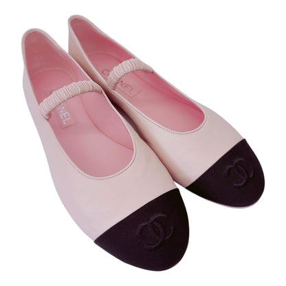 LIGHT PINK BLACK MARY JANES BALLET FLATS 41