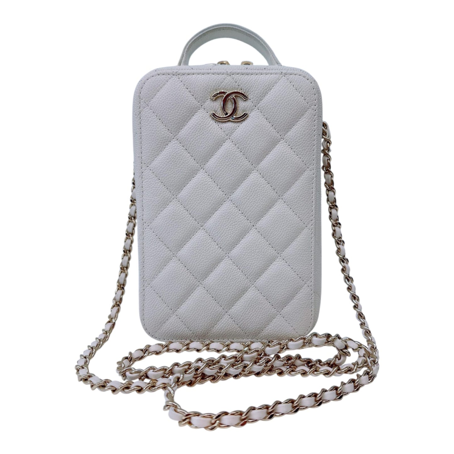 WHITE CAVIAR CC ZIP AROUND TOP HANDLE VERTICAL VANITY CASE