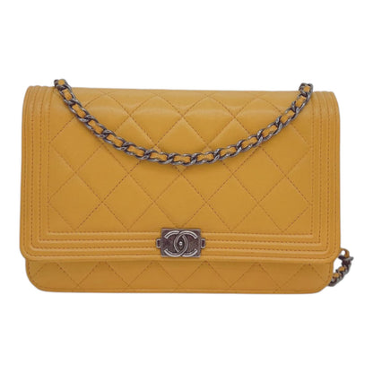YELLOW LAMBSKIN LEATHER BOY WALLET ON CHAIN