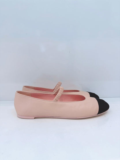 LIGHT PINK BLACK MARY JANES BALLET FLATS 41