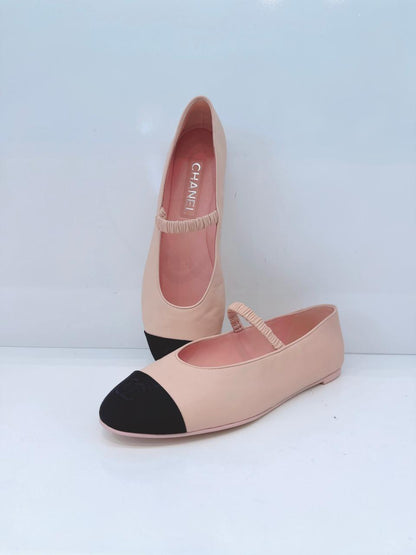 LIGHT PINK BLACK MARY JANES BALLET FLATS 41