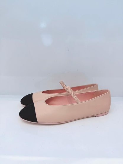 LIGHT PINK BLACK MARY JANES BALLET FLATS 41