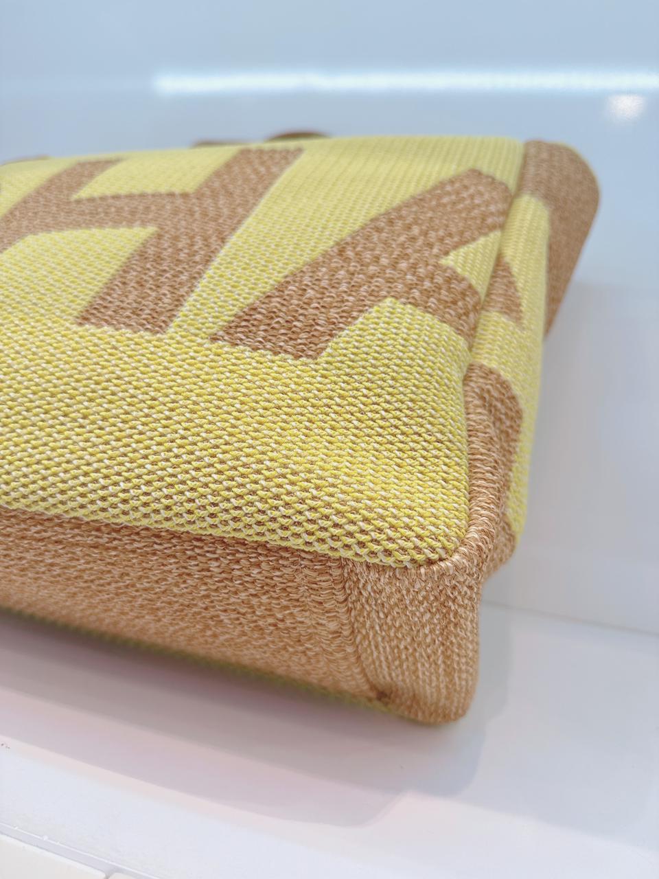 YELLOW TAN RAFFIA MAXI DEAUVILLE SHOPPING TOTE