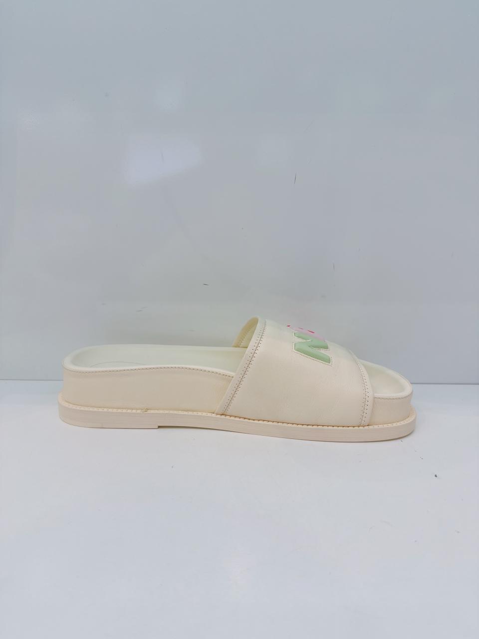 IVORY MULTICOLOR LOGO SLIDE SANDALS 41