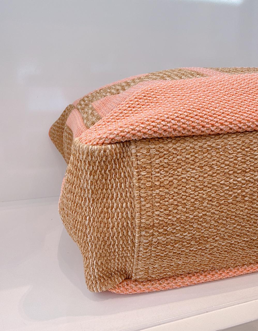 ORANGE TAN RAFFIA MAXI DEAUVILLE SHOPPING TOTE