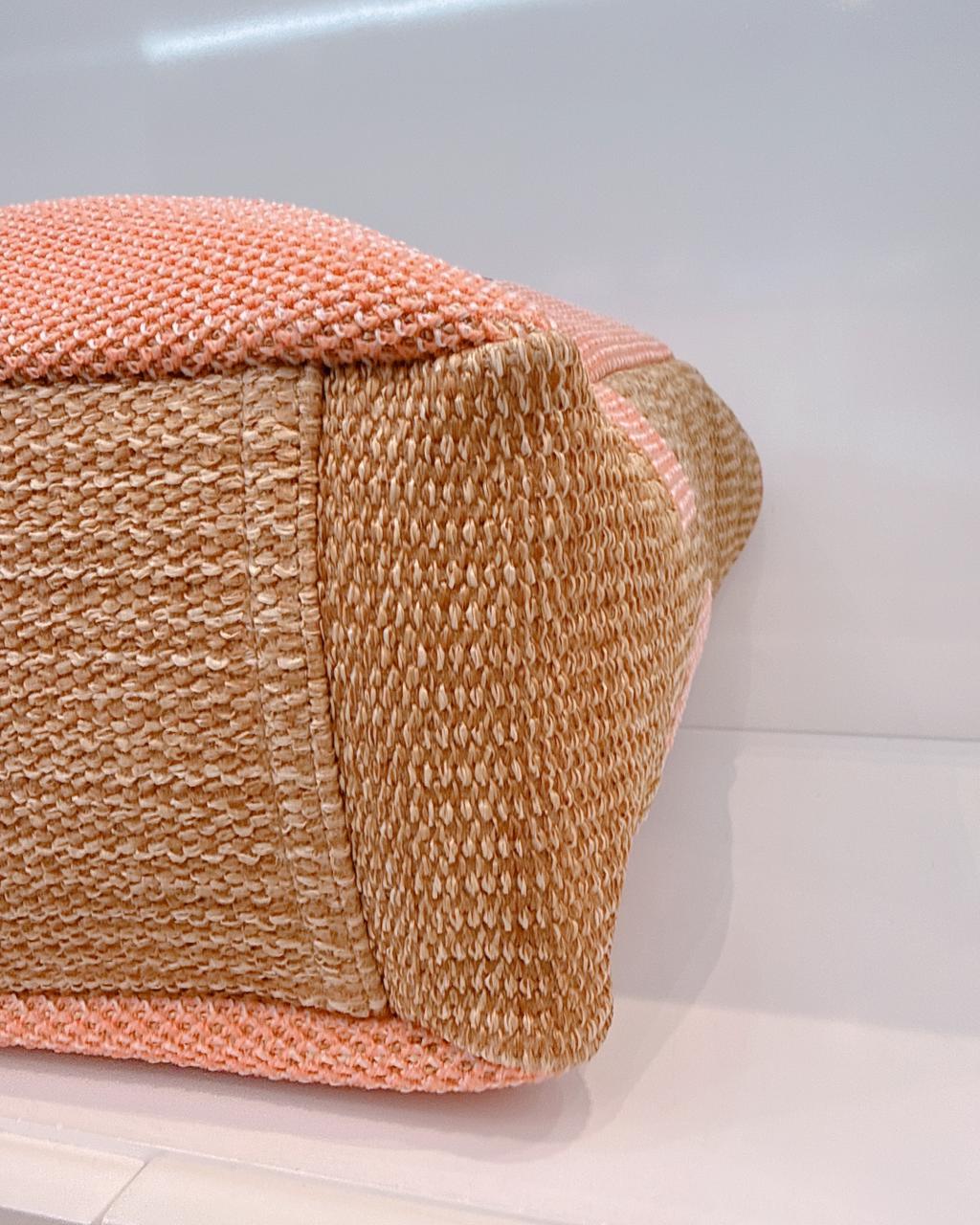 ORANGE TAN RAFFIA MAXI DEAUVILLE SHOPPING TOTE