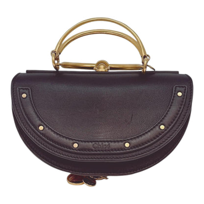 BLACK LEATHER SMALL NILE BRACELET MINAUDIERE CROSSBODY BAG