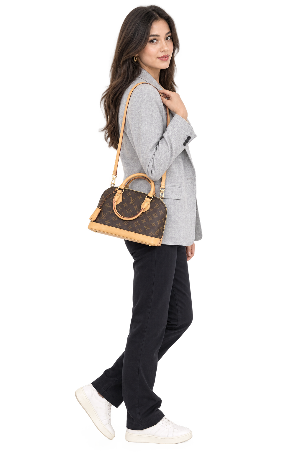 BROWN MONOGRAM CANVAS ALMA BB BAG