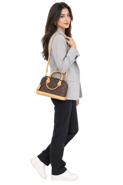 BROWN MONOGRAM CANVAS ALMA BB BAG