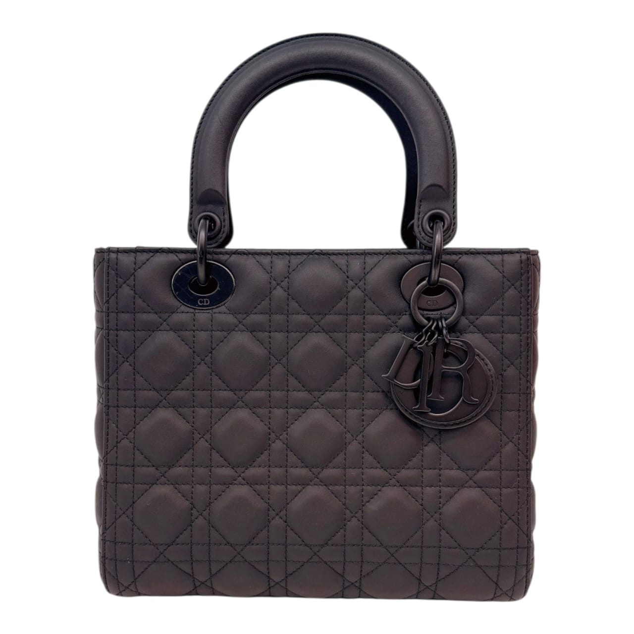 BLACK ULTRA MATTE CANNAGE CALFSKIN MEDIUM LADY DIOR BAG