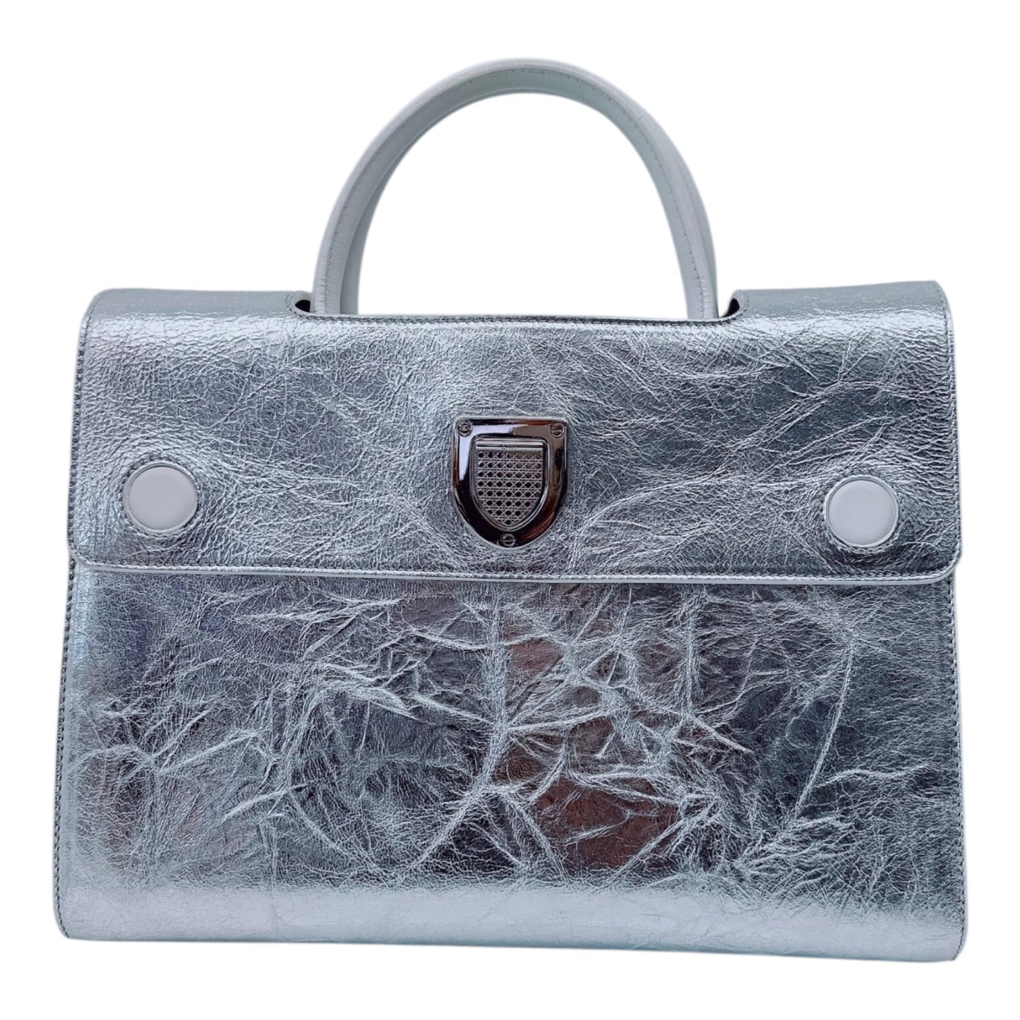 SILVER METALLIC LEATHER MEDIUM DIOREVER BAG