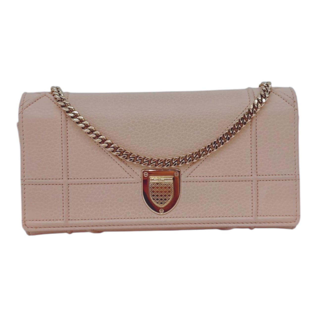 OLD ROSE LEATHER DIORAMA WALLET ON CHAIN