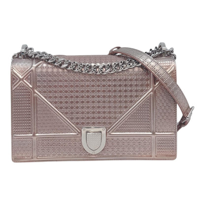 PINK METALLIC MICRO CANNAGE PATENT LEATHER MEDIUM DIORAMA SHOULDER BAG