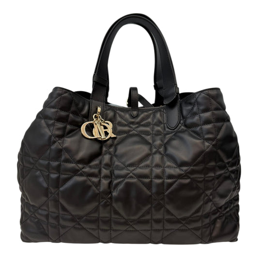 BLACK MACROCANNAGE CALFSKIN LARGE DIOR TOUJOURS BAG