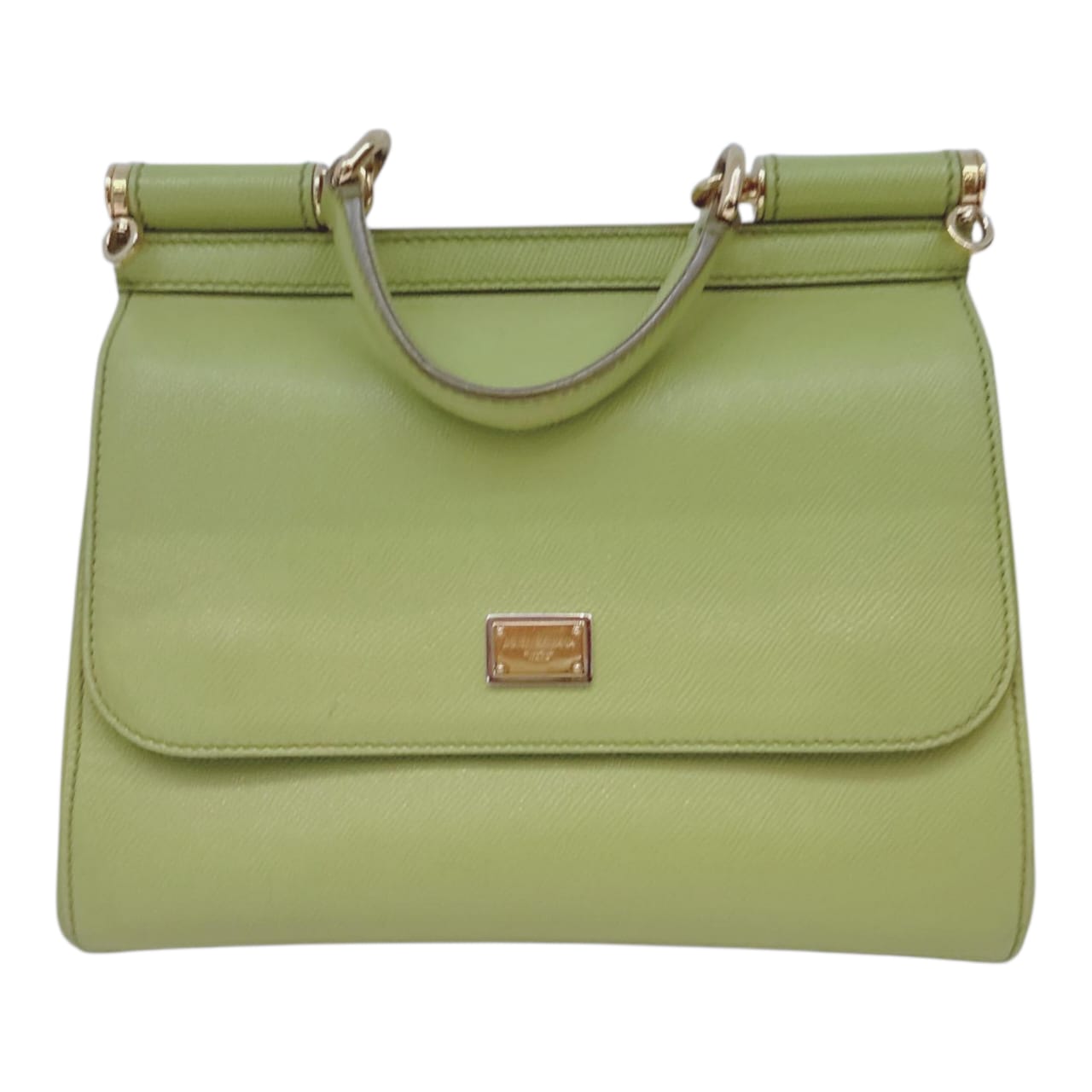 GREEN GRAINED LEATHER MEDIUM SICILY TOP HANDLE BAG