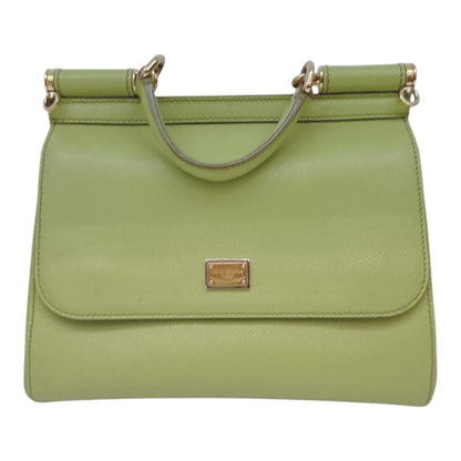GREEN GRAINED LEATHER MEDIUM SICILY TOP HANDLE BAG