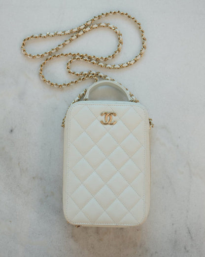 WHITE CAVIAR CC ZIP AROUND TOP HANDLE VERTICAL VANITY CASE