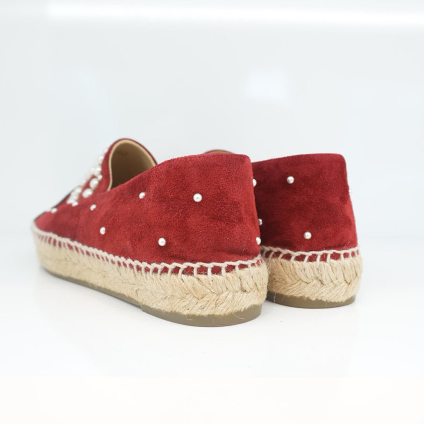 RED BLACK SUEDE CC PEARL ESPADRILLES FLATS 37