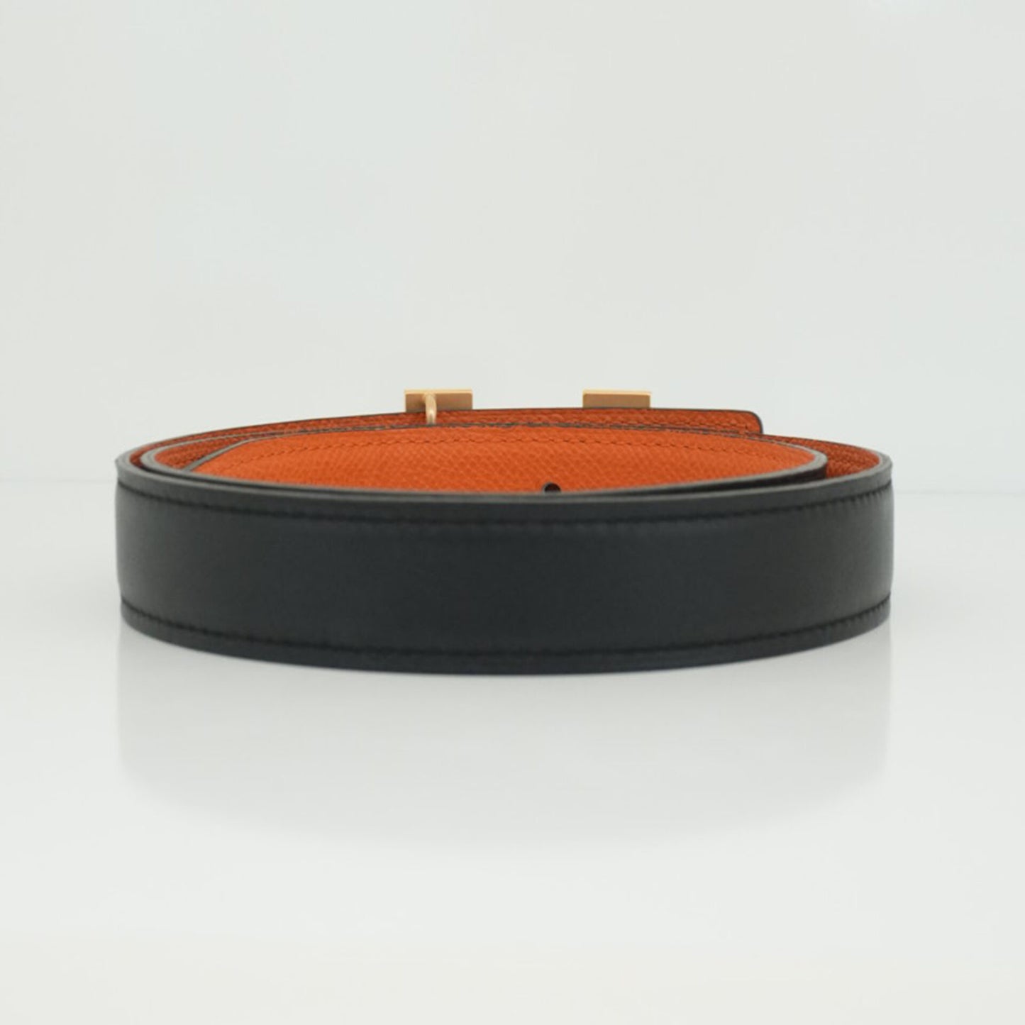 BLACK ORANGE SWIFT EPSOM 24MM MINI H BELT 70
