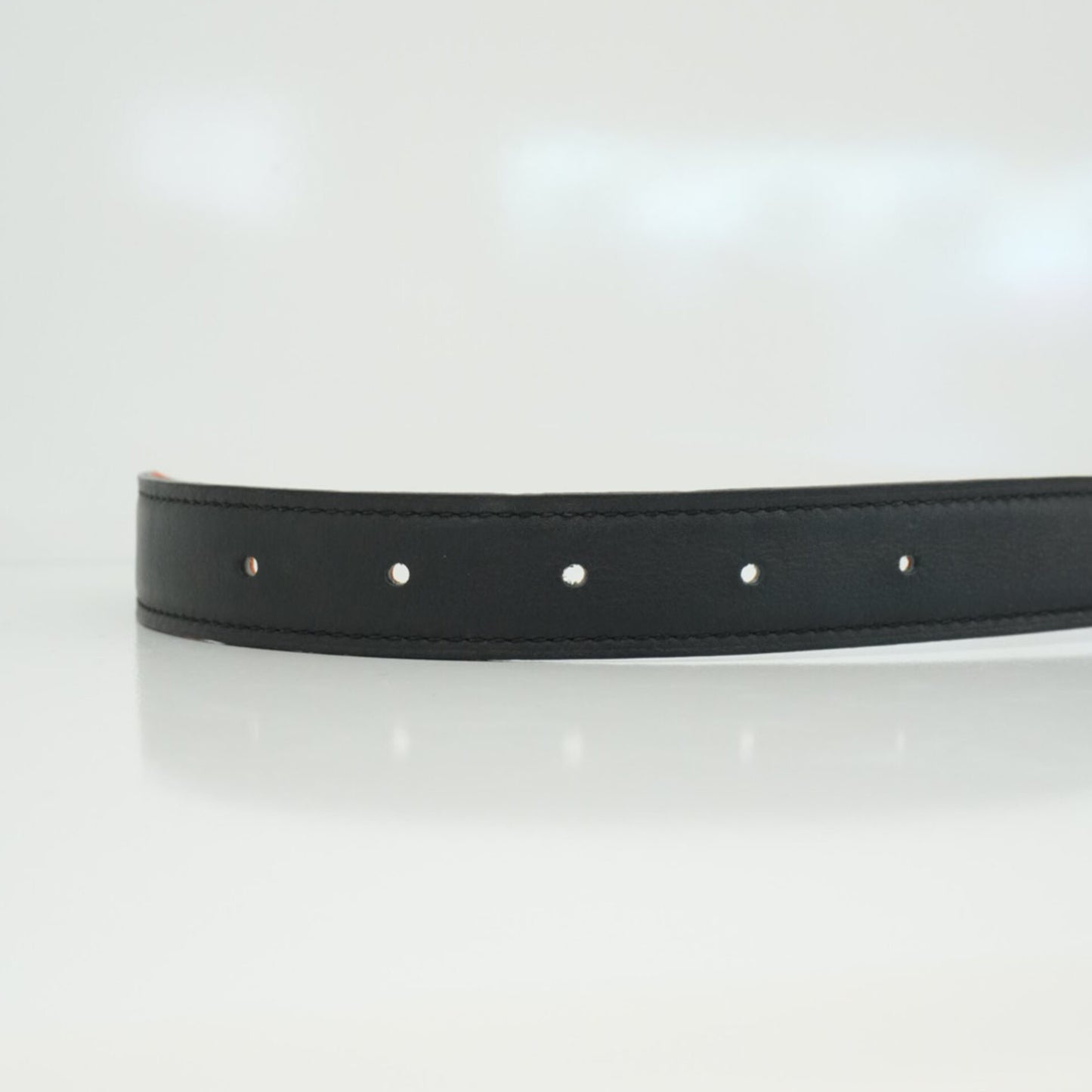 BLACK ORANGE SWIFT EPSOM 24MM MINI H BELT 70