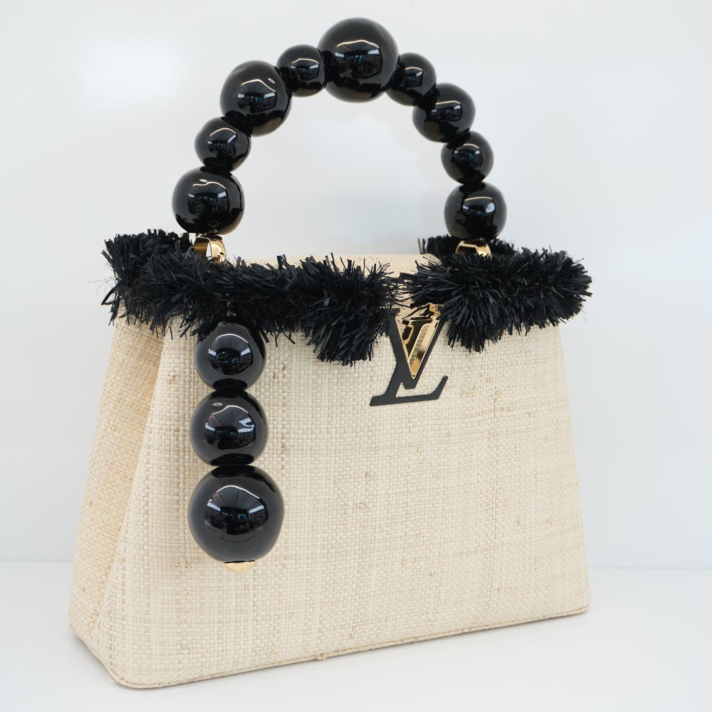 BEIGE BLACK ARTY CAPUCINES PM HANDBAG BY JEAN MICHEL OTHONIEL 065/200