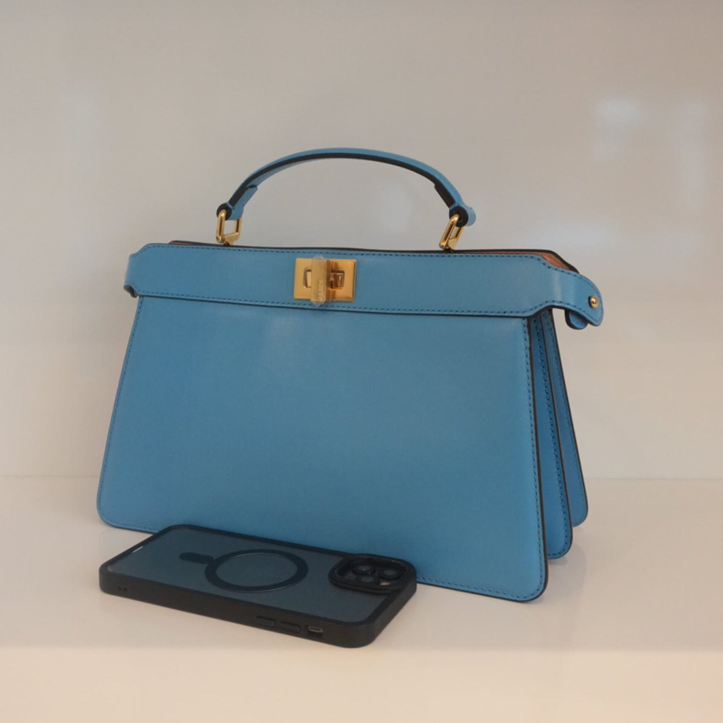 BLUE LEATHER PEEKABOO ISEEU X-CROSS BAG
