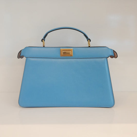 BLUE LEATHER PEEKABOO ISEEU X-CROSS BAG