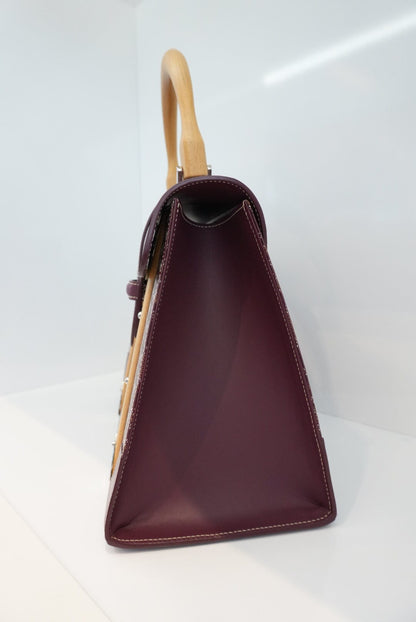 BURGUNDY GOYARDINE COATED CANVAS AND LEATHER SAIGON MM TOP HANDLE BAG
