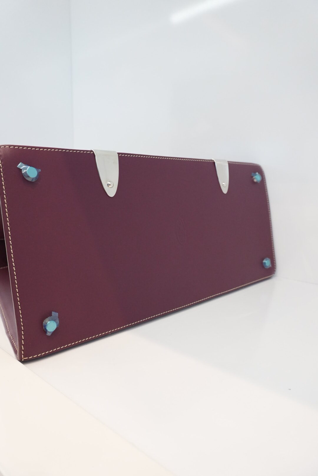BURGUNDY GOYARDINE COATED CANVAS AND LEATHER SAIGON MM TOP HANDLE BAG