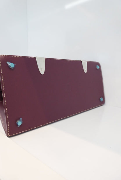 BURGUNDY GOYARDINE COATED CANVAS AND LEATHER SAIGON MM TOP HANDLE BAG