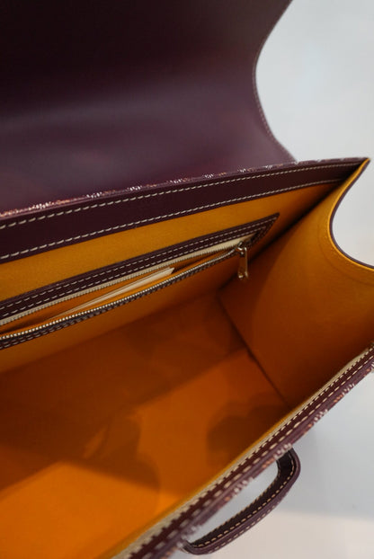 BURGUNDY GOYARDINE COATED CANVAS AND LEATHER SAIGON MM TOP HANDLE BAG