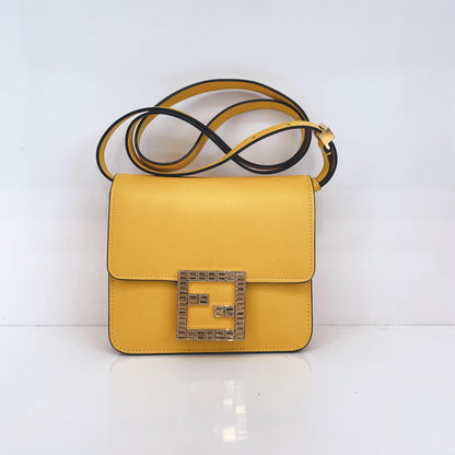 YELLOW LEATHER FAB WITH CRYSTAL DETAILS CROSSBODY BAG