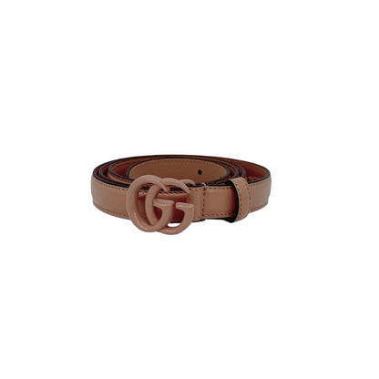 BLUSH LEATHER DOUBLE G SLIM BUCKLE BELT 100CM