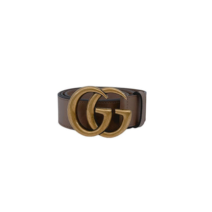 GRAY LEATHER GG MARMONT BUCKLE BELT 95CM