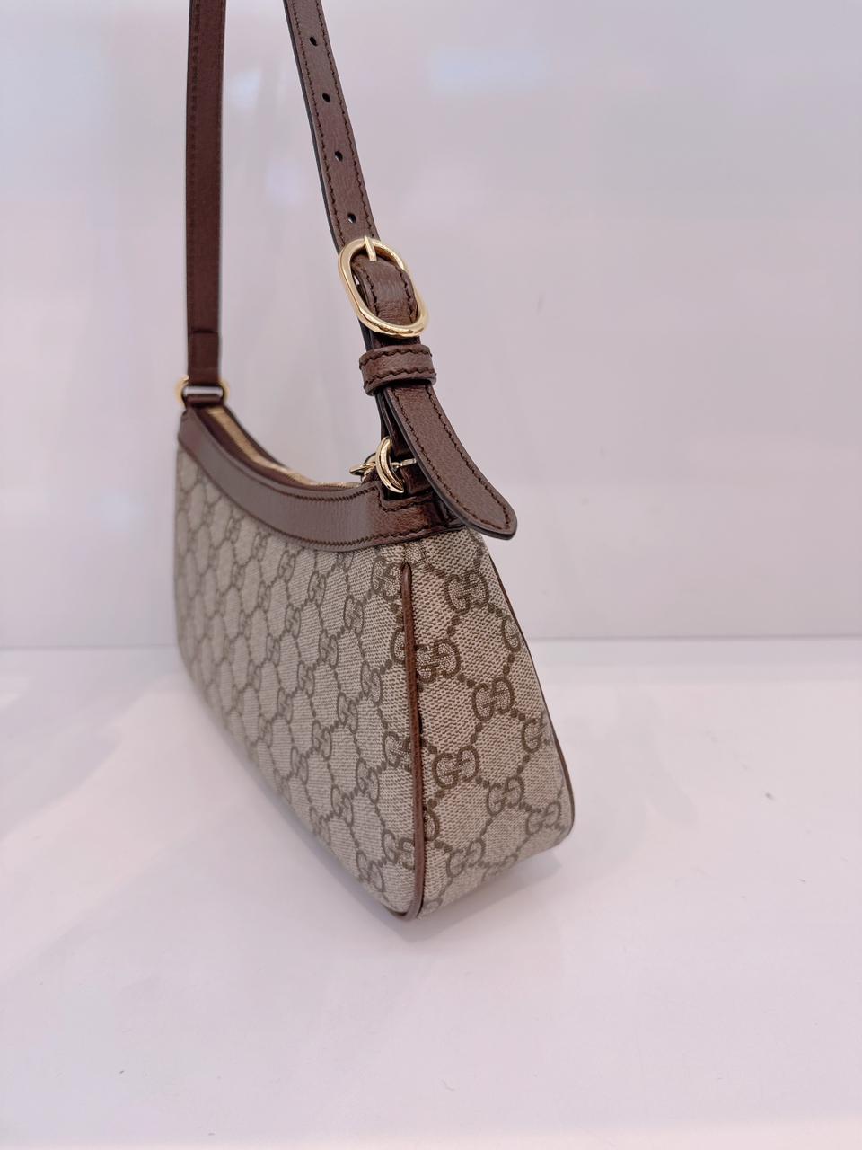 BEIGE BROWN GG SUPREME CANVAS SMALL OPHIDIA SHOULDER BAG