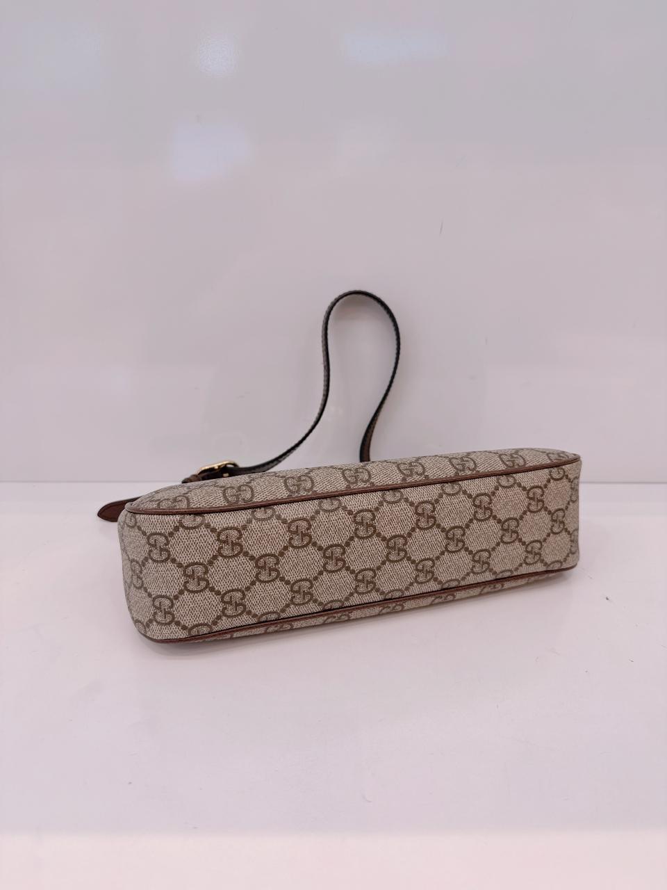 BEIGE BROWN GG SUPREME CANVAS SMALL OPHIDIA SHOULDER BAG