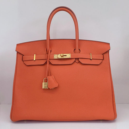 FEU ORANGE BIRKIN 35 TOGO LEATHER GOLD HARDWARE
