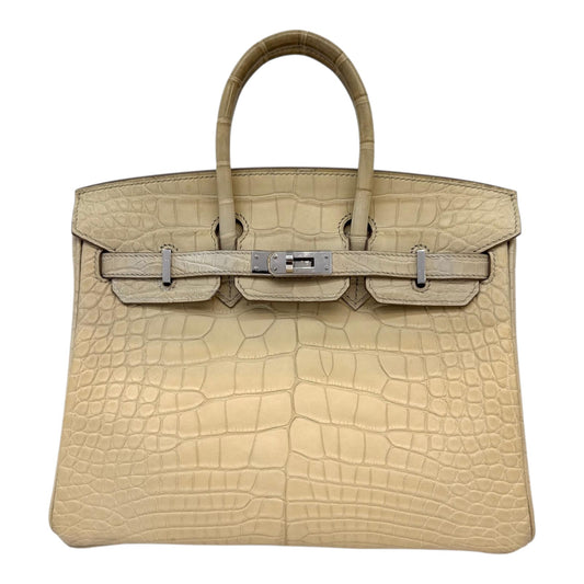 BETON MATTE ALLIGATOR BIRKIN 25 PALLADIUM HARDWARE