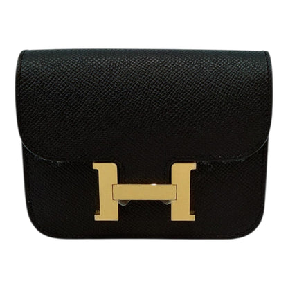 BLACK EPSOM AND CALFSKIN LEATHER CONSTANCE SLIM WALLET