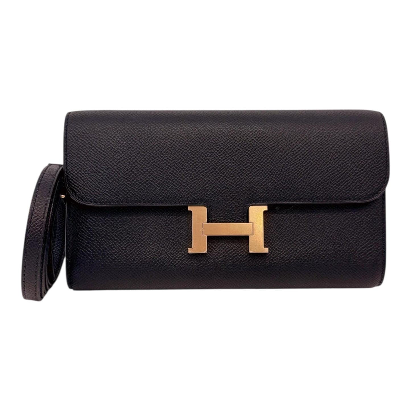 BLACK CONSTANCE TO GO WALLET EPSOM LEATHER GOLD HARDWARE