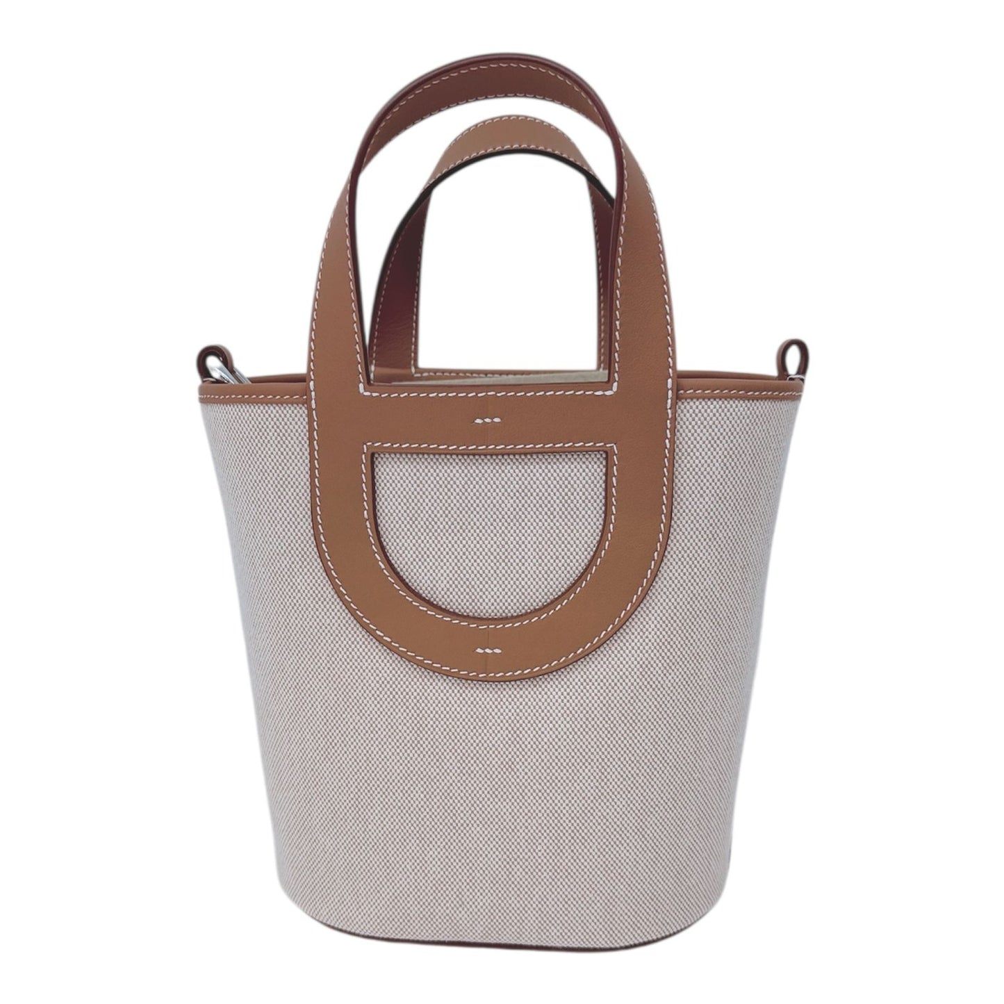 ECRU BEIGE GOLD CANVAS AND LEATHER IN-THE-LOOP 18 PALLADIUM HARDWARE