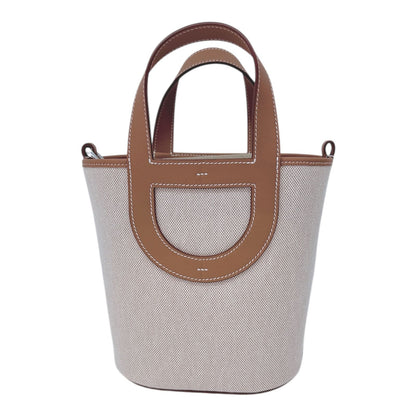 ECRU BEIGE GOLD CANVAS AND LEATHER IN-THE-LOOP 18 PALLADIUM HARDWARE