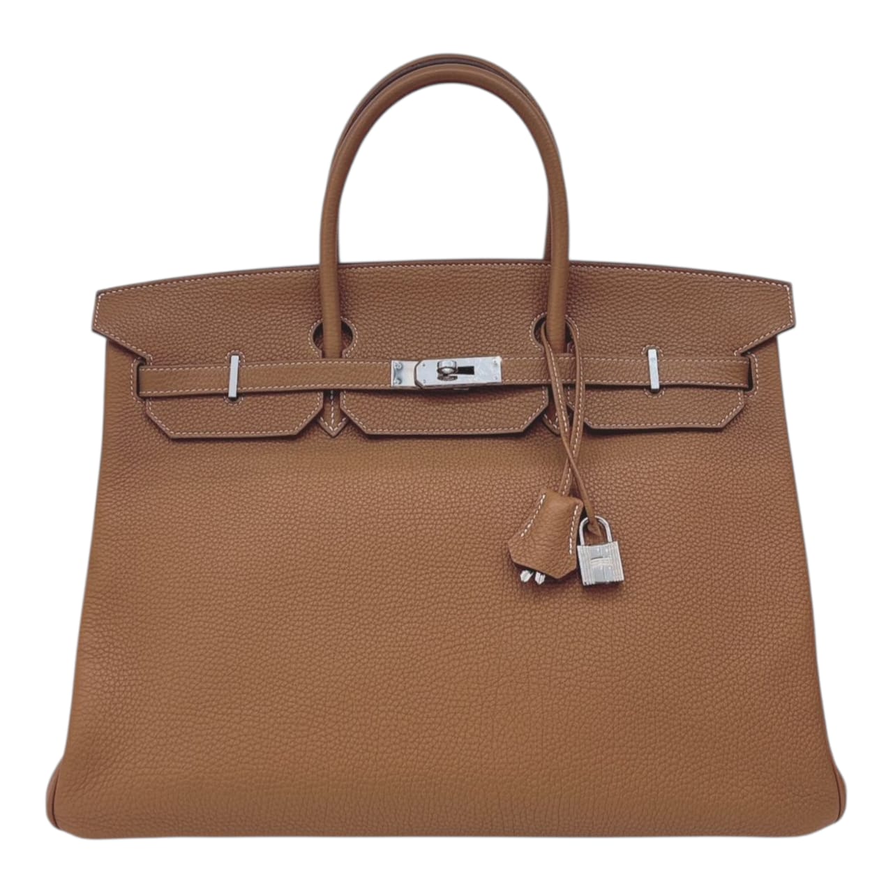 HERMES GOLD BIRKIN 40 TOGO LEATHER PALLADIUM HARDWARE