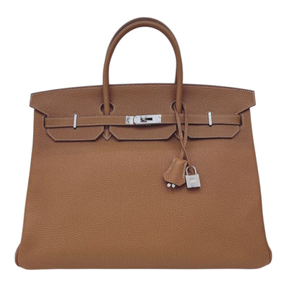 HERMES GOLD BIRKIN 40 TOGO LEATHER PALLADIUM HARDWARE
