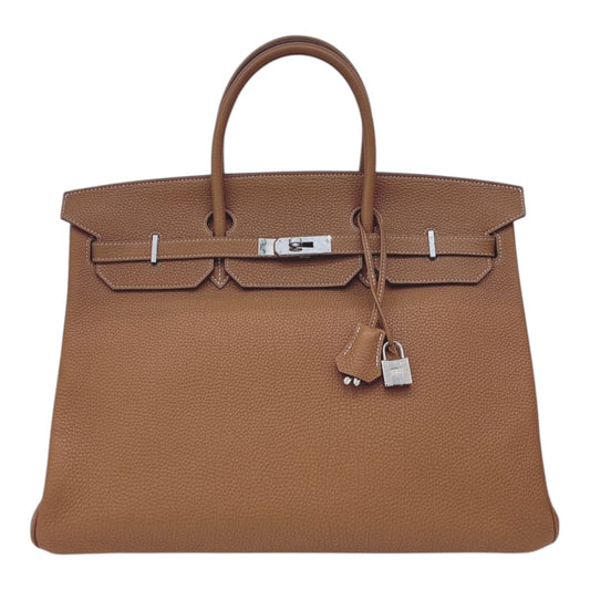 HERMES GOLD BIRKIN 40 TOGO LEATHER PALLADIUM HARDWARE