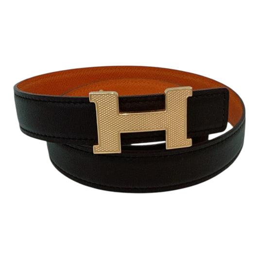 BLACK ORANGE SWIFT EPSOM 24MM MINI H BELT 70