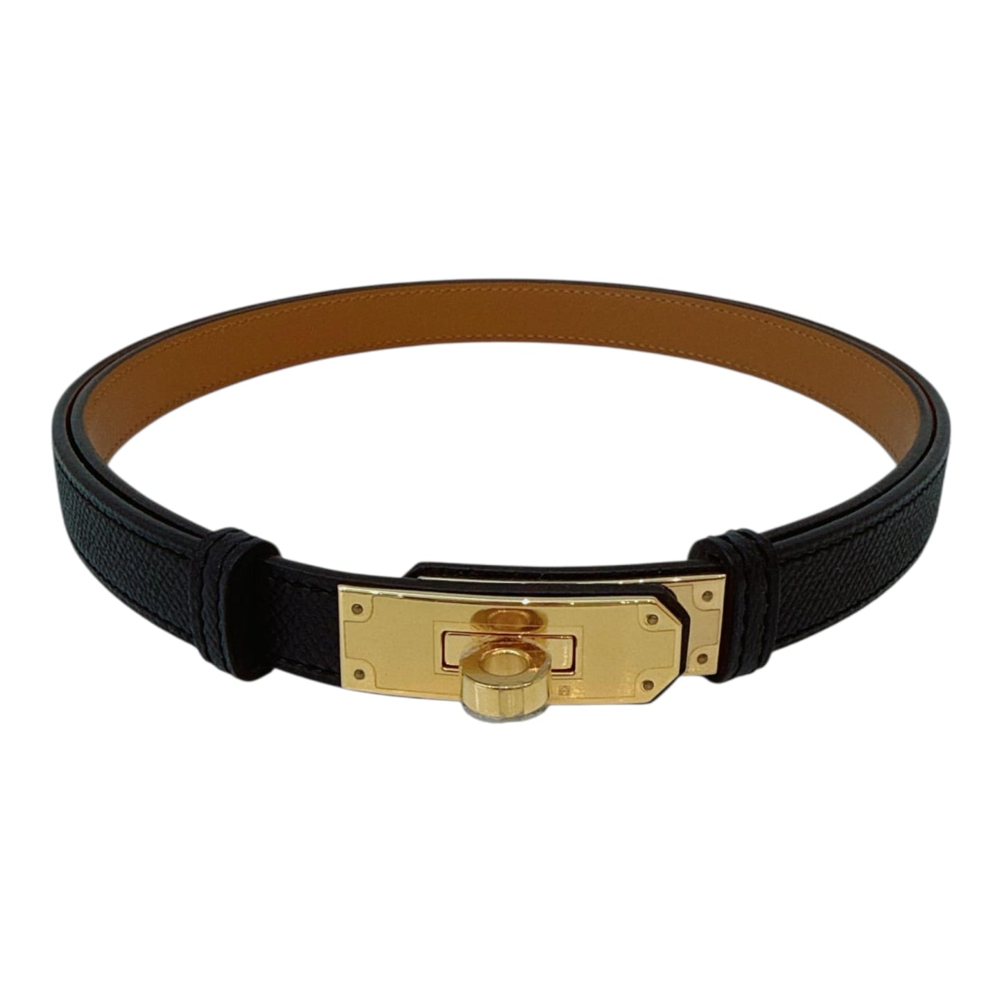 BLACK EPSOM AND CALFSKIN LEATHER KELLY 18 BELT